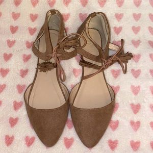 Charlotte Russe nude wrap around tie flats